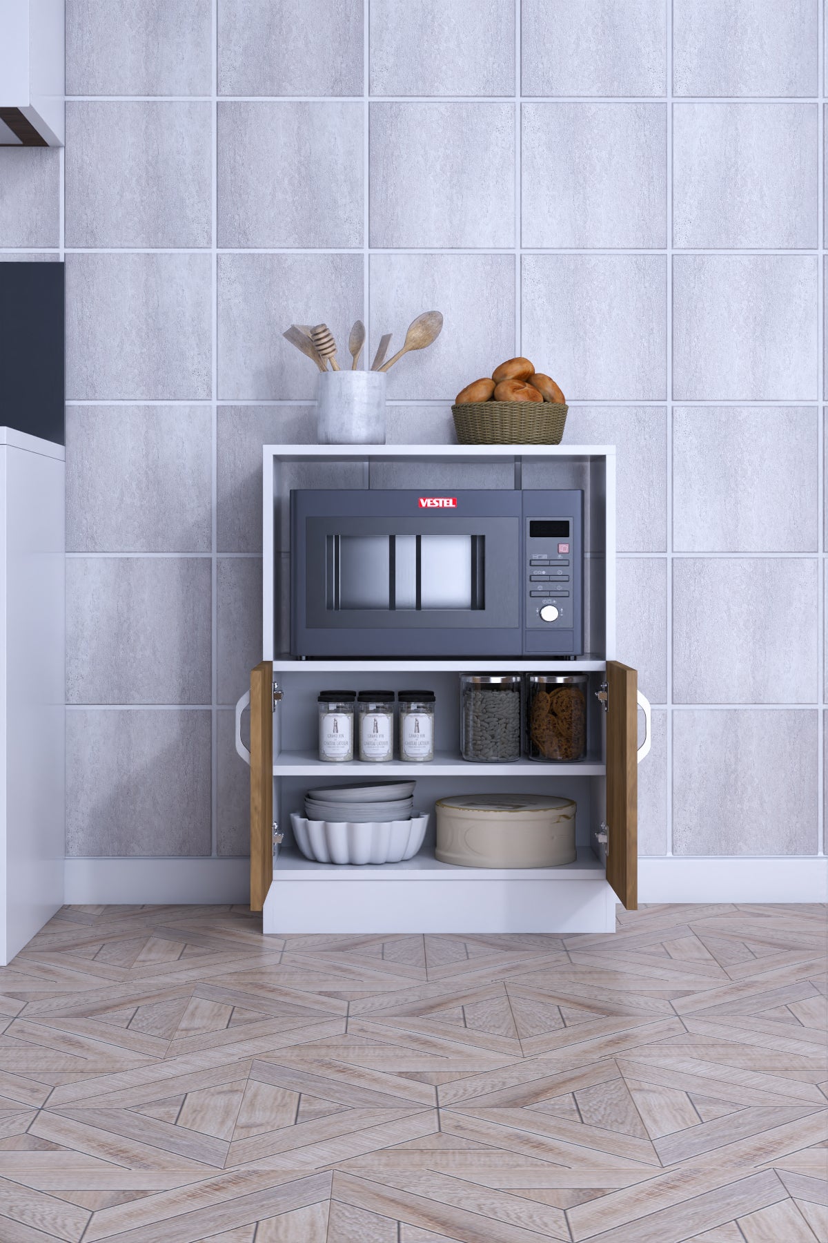 ROMA-MICROWAVE AND MULTI-PURPOSE KITCHEN CABINET