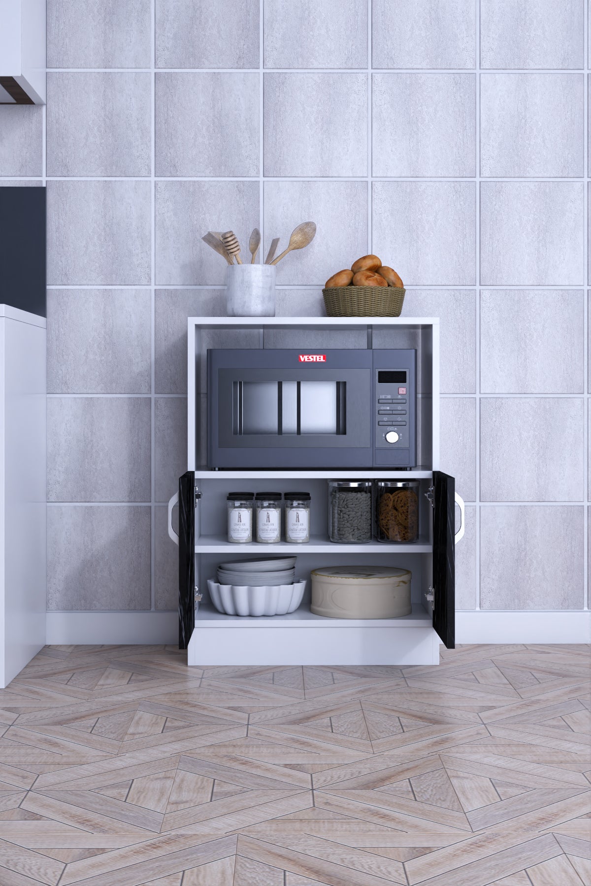 ROMA-MICROWAVE AND MULTI-PURPOSE KITCHEN CABINET