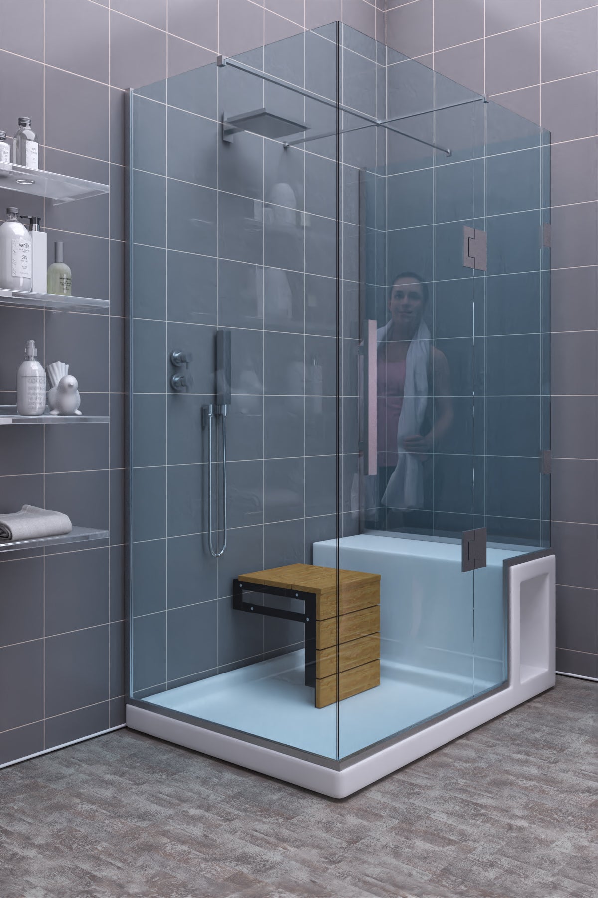 SARDINIA-FOLDING BATHROOM STOOL