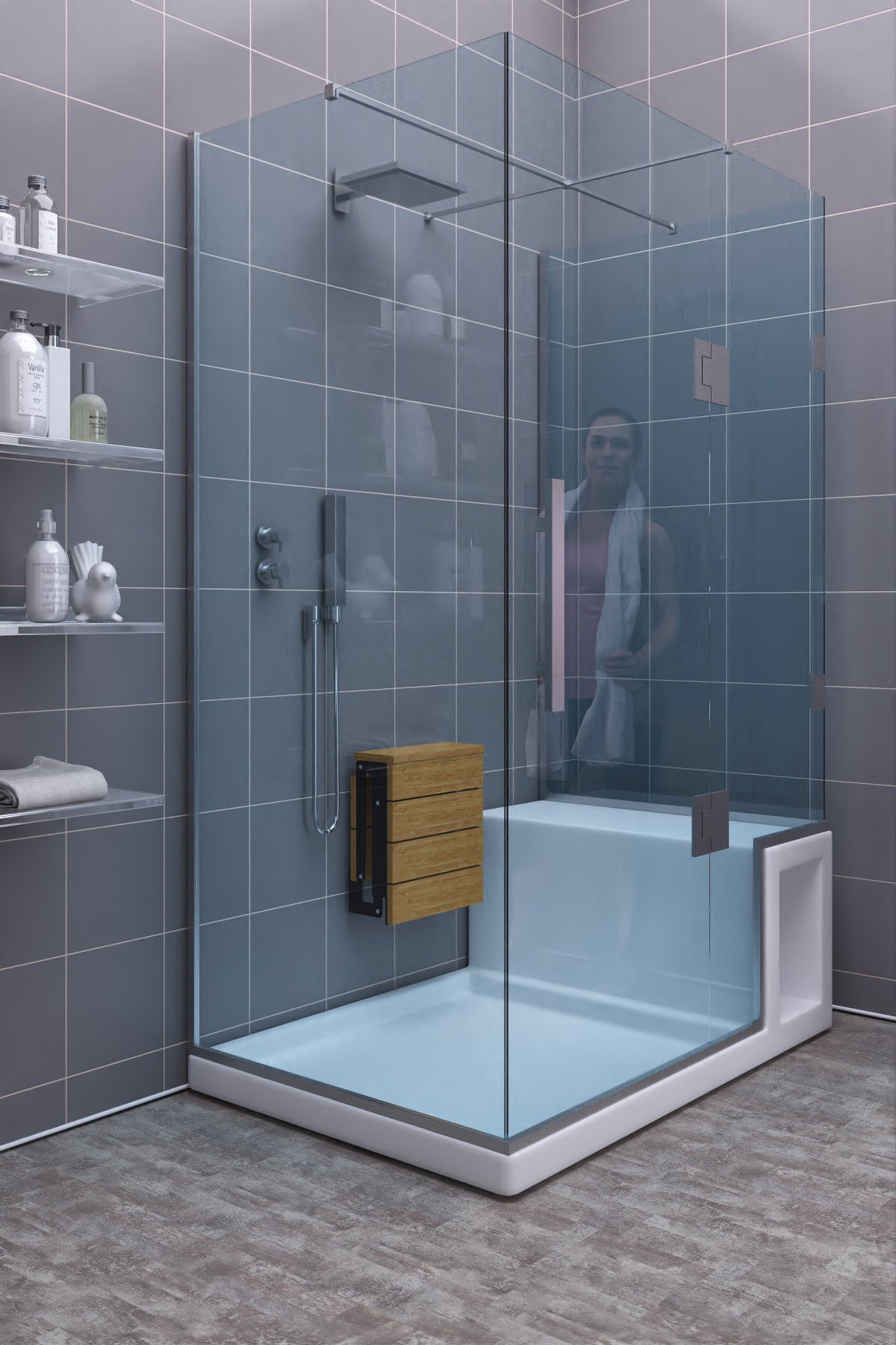 SARDINIA-FOLDING BATHROOM STOOL