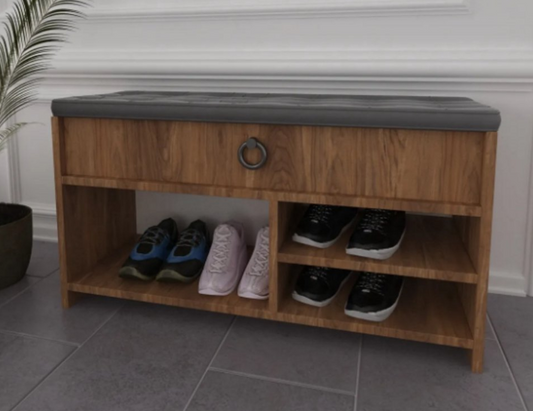 Shoe Bench with Seat Cushion and Storage Space