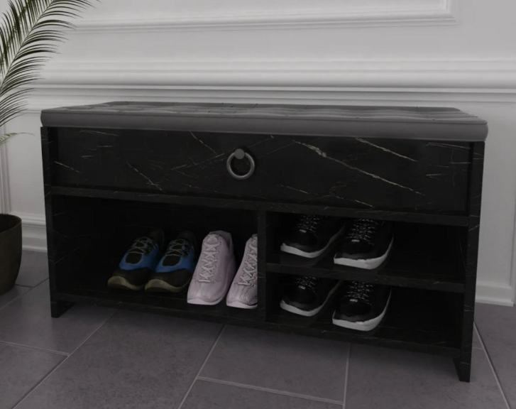 Shoe Bench with Seat Cushion and Storage Space