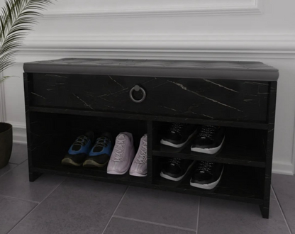 Shoe Bench with Seat Cushion and Storage Space