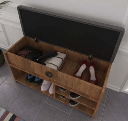 Shoe Bench with Seat Cushion and Storage Space