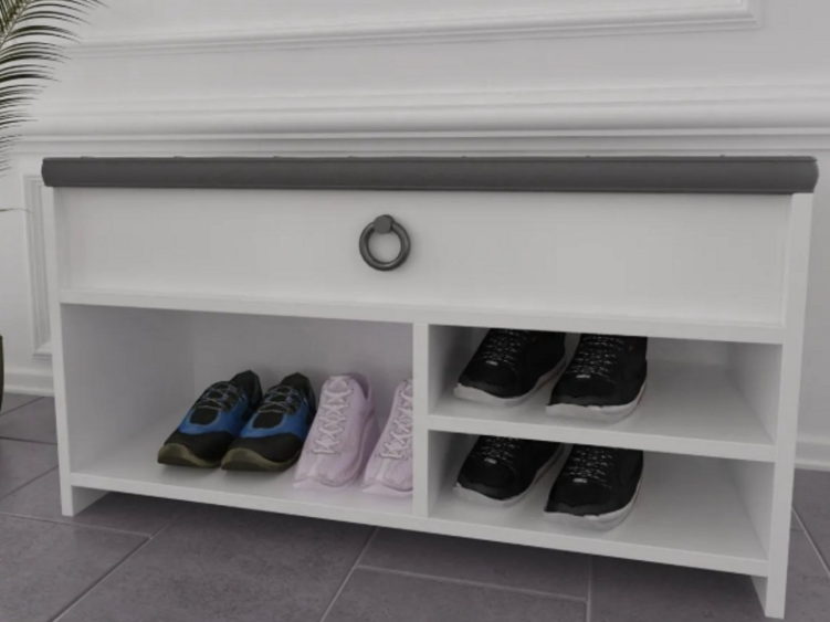 Shoe Bench with Seat Cushion and Storage Space