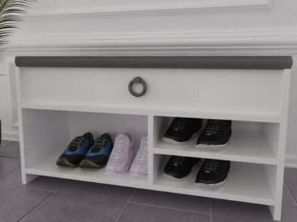 Shoe Bench with Seat Cushion and Storage Space