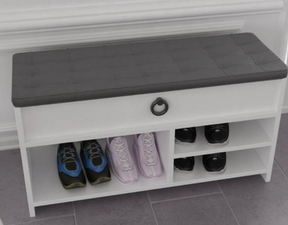 Shoe Bench with Seat Cushion and Storage Space