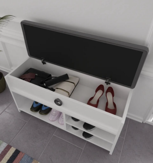 Shoe Bench with Seat Cushion and Storage Space