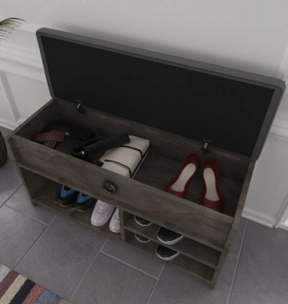 Shoe Bench with Seat Cushion and Storage Space
