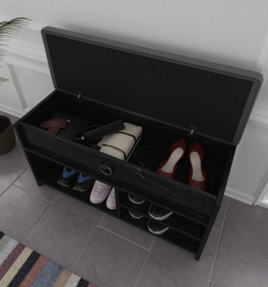 Shoe Bench with Seat Cushion and Storage Space